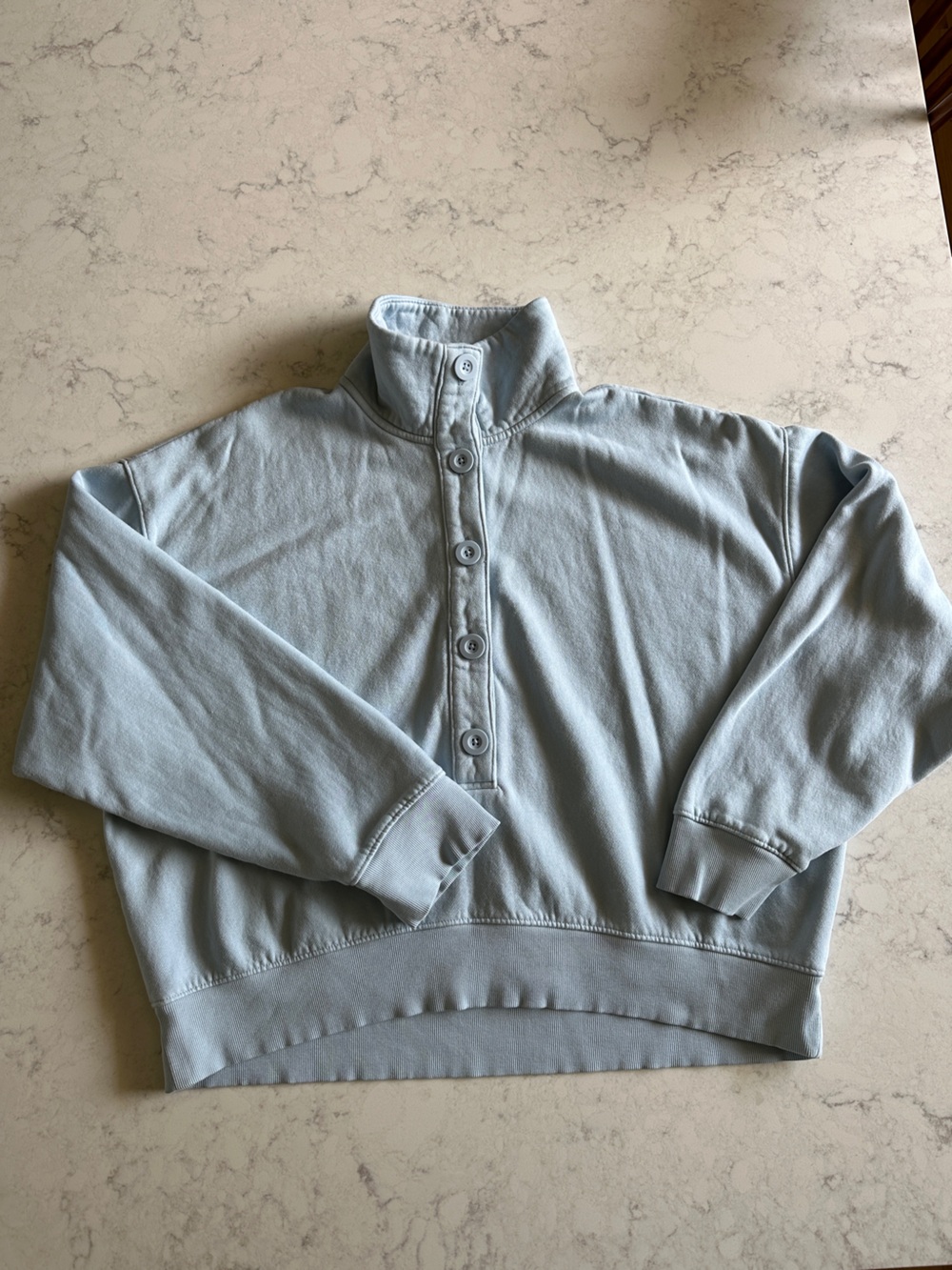 Universal Thread Light Blue Button-Front Pullover Sweatshirt